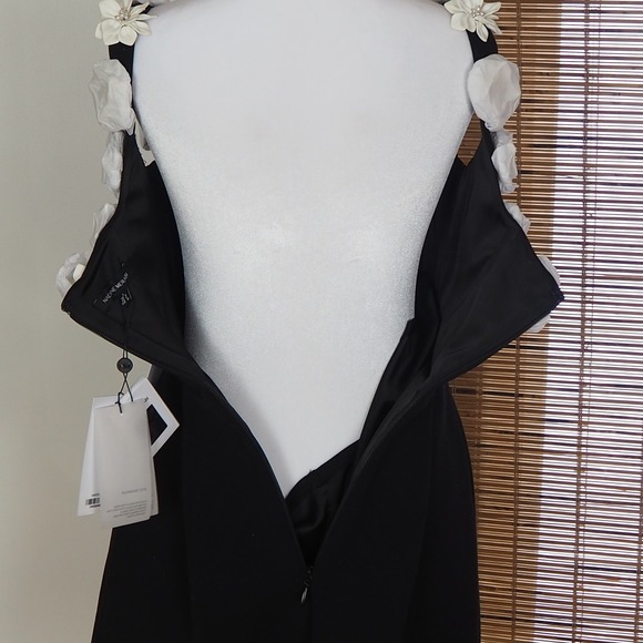 NWT Nadine Merabi Cindy Flower Detail Cocktail Minidress Women's Sz Small Black - Picture 11 of 16